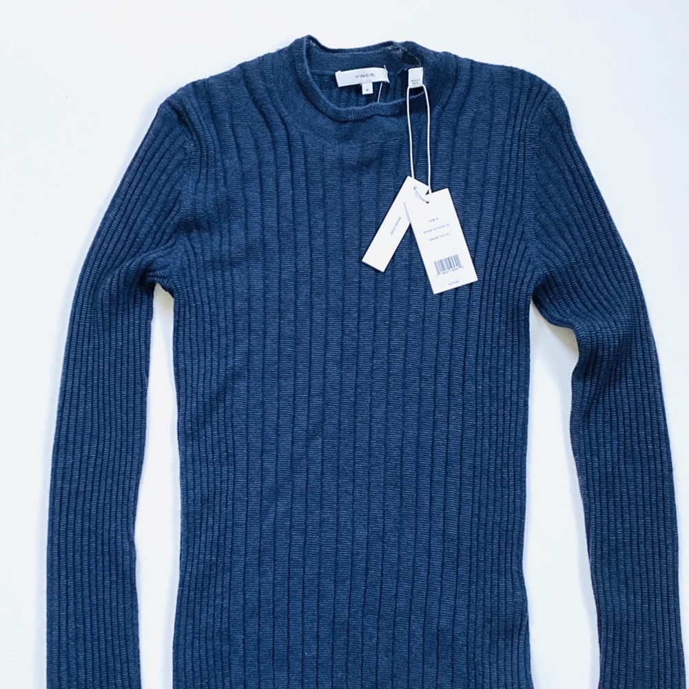 Vince Mixed Rib Stitch Coastal Cashmere Sweater M - Picture 12 of 14